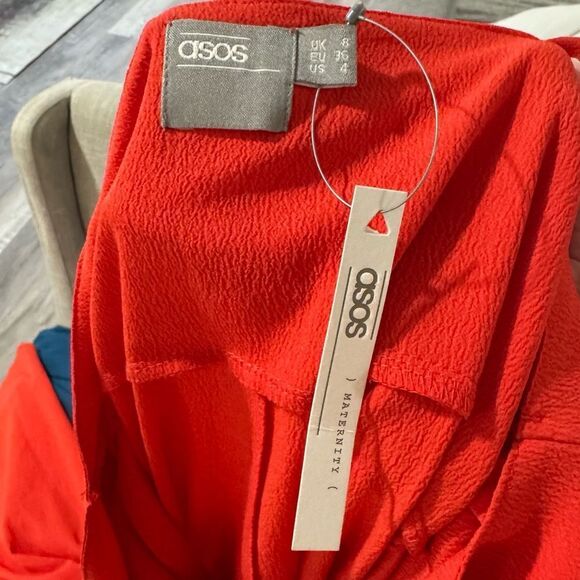 ASOS maternity‎ Red Button Up Sleeveless Dress Size 4 NWT - Picture 5 of 8
